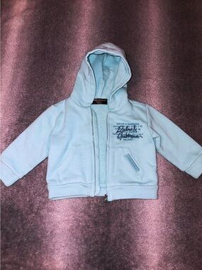 Dolce & Gabbana Light Blue Hooded Zip Fleece Jacket